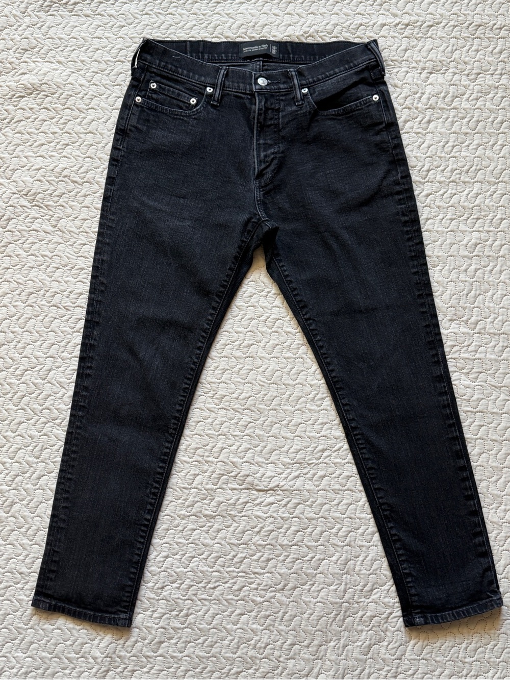Abercrombie & Fitch Athletic Skinny Jeans Mens 33x28 Black Stretch Denim